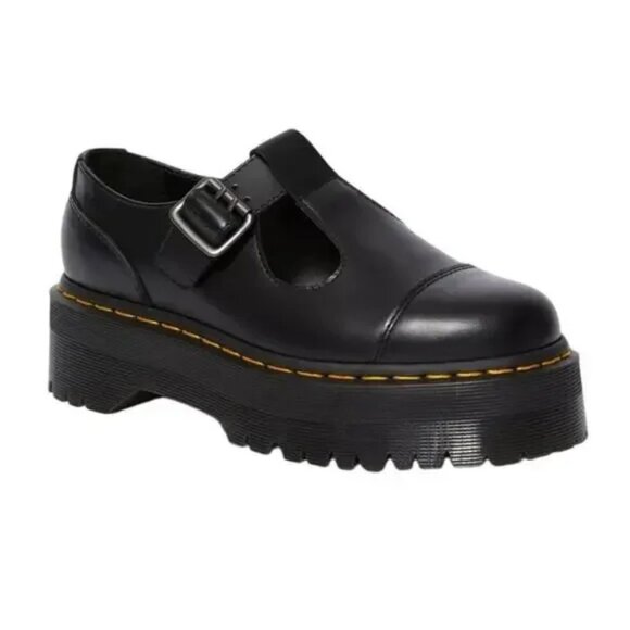 Dr. Martens Women’s Bethan Polished Smooth Leather Platform Shoes | Black | NWOT - Picture 1 of 8